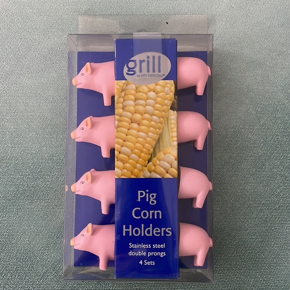grill by HD Design Dining Pig Corn Holders Stainless Steel Double
